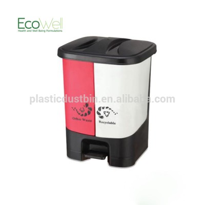 15L 2 in 1 Recyclable Plastic Dustbin With Foot Pedal